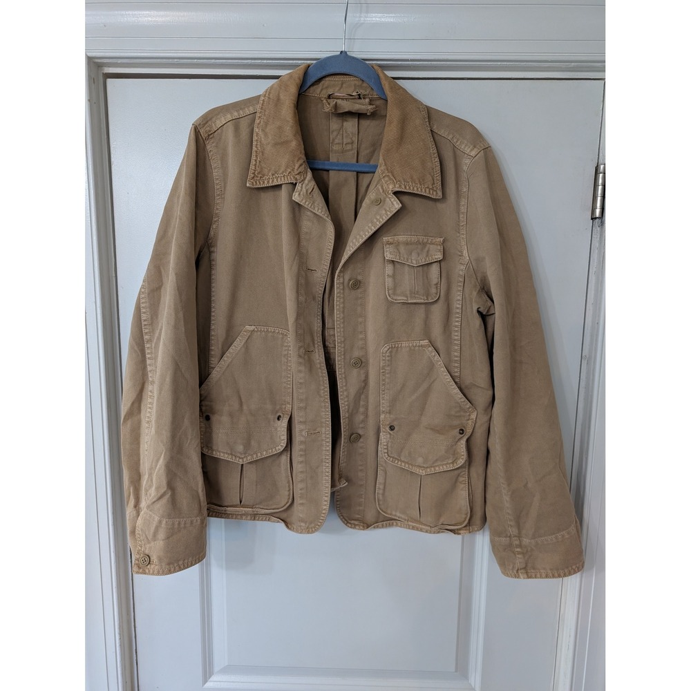 J.Crew Womens Tan Field Jacket Corduroy Collar XL Y2K utility barn chore coat